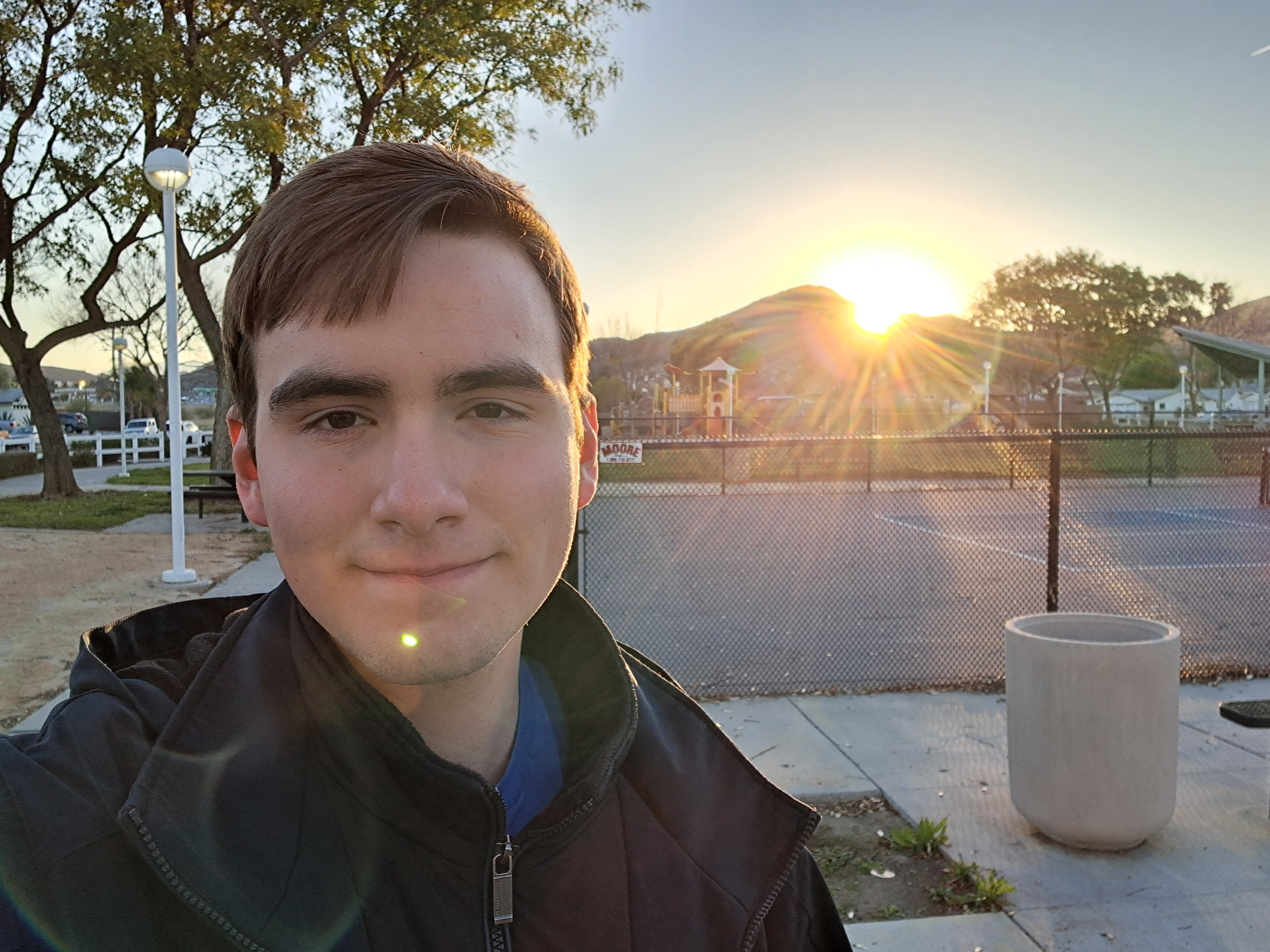 Us doing some physical work out at the park right next to our apartment.