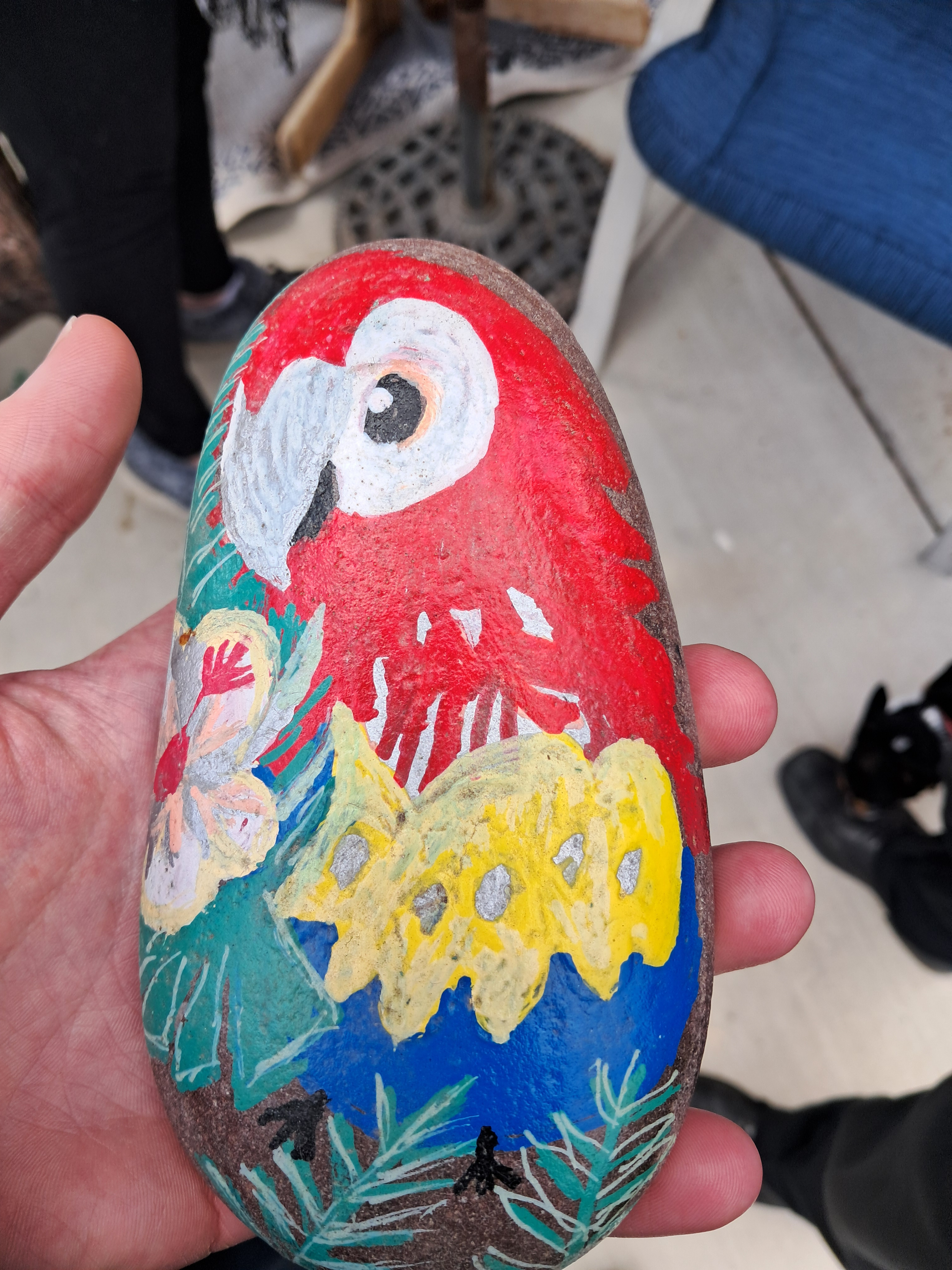 Our friend Gail. She is originally from Canada and loves making crafts.
This parrot really struck me with the emotion that she put in to it!