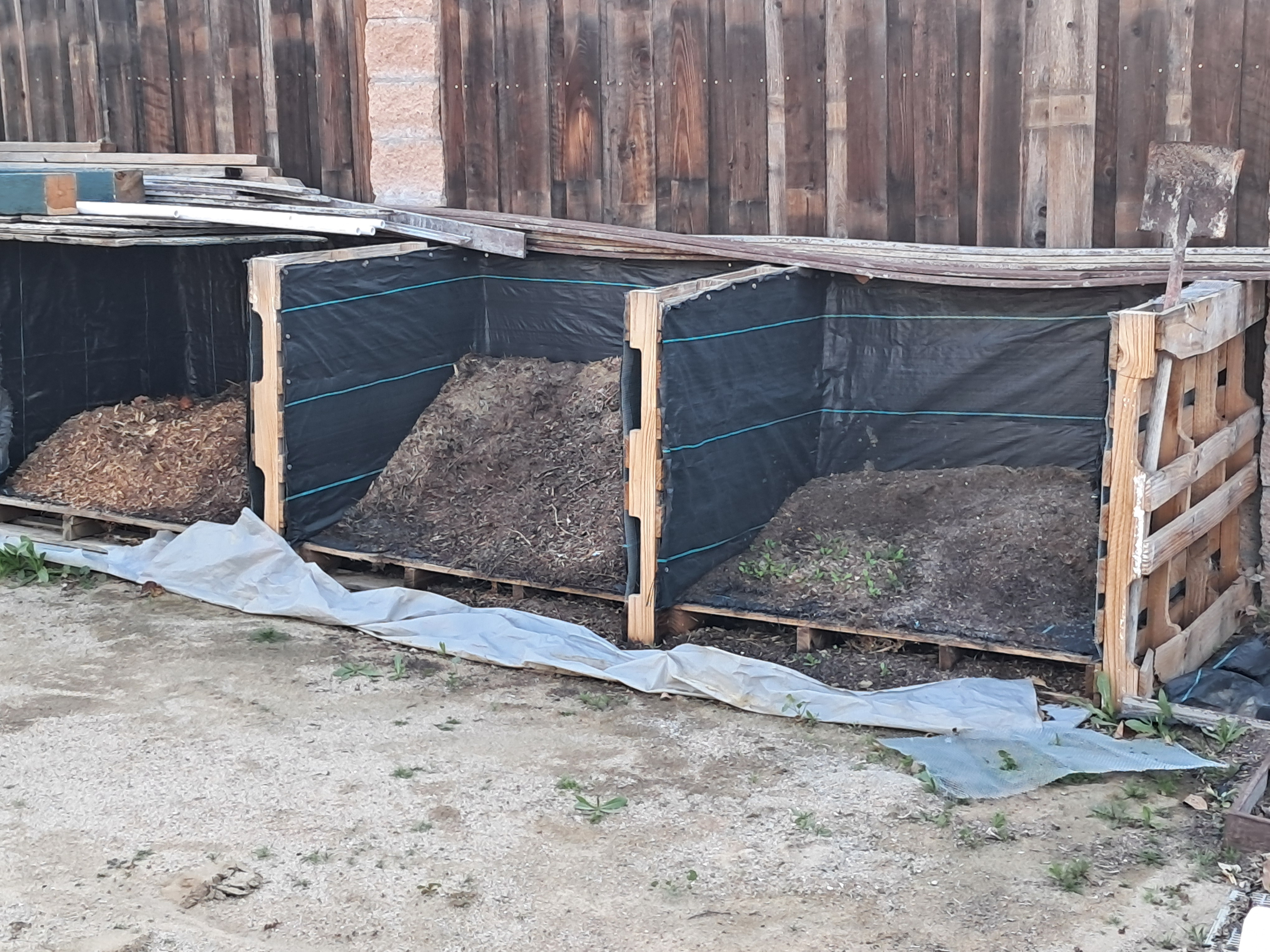 Their compost bins!!! (Look at the black landscaping fabric. I think it is pretty genius!)