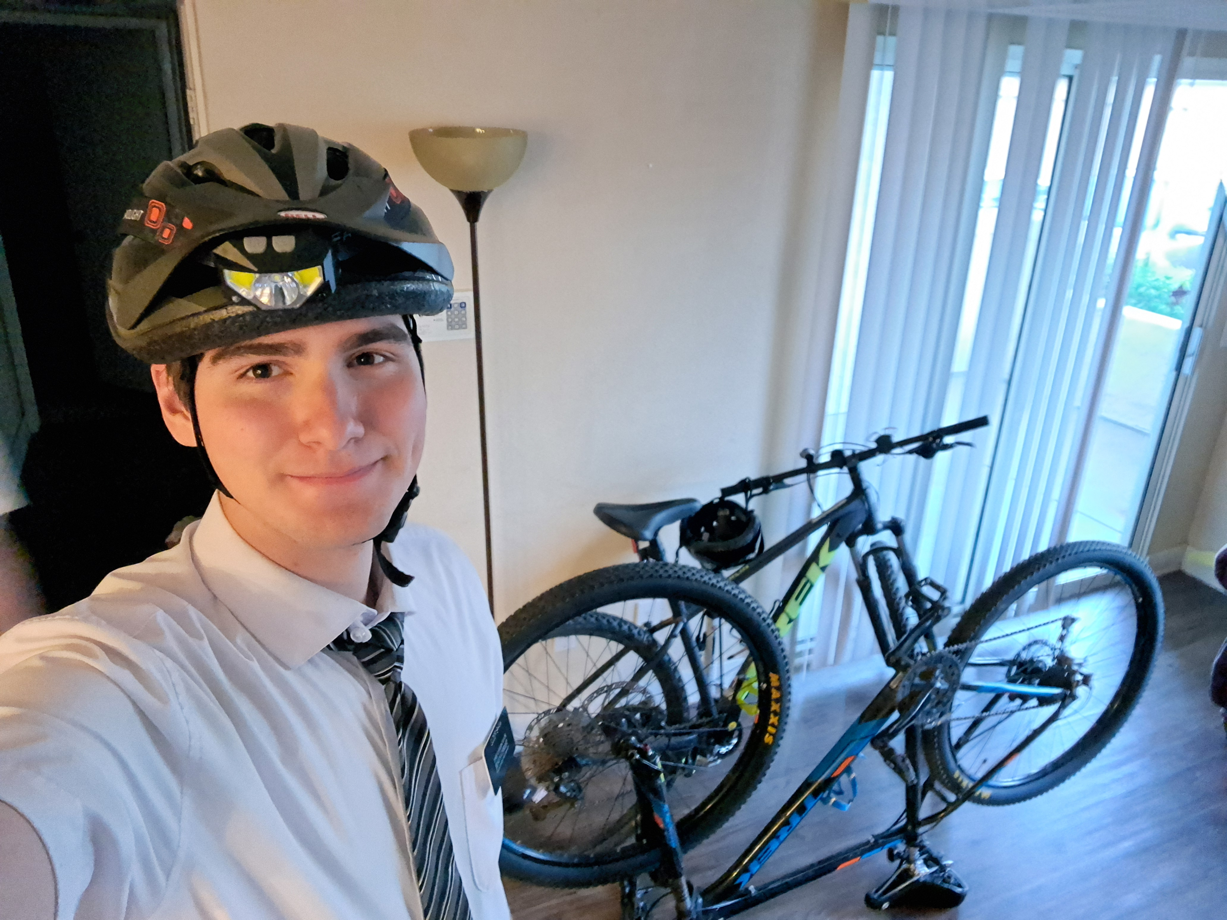 Back at the apartment. (Our bike storage)