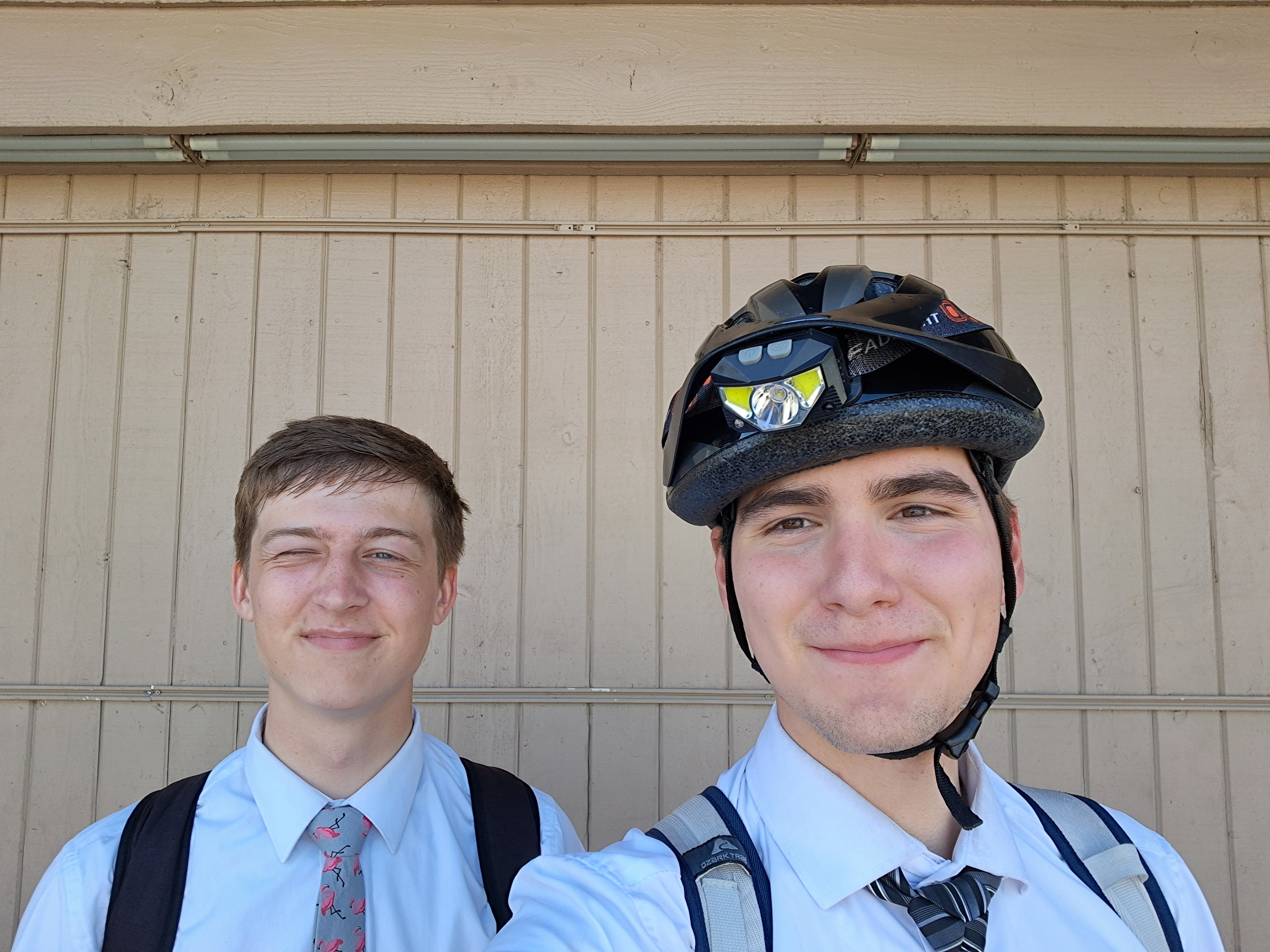 Stopped at a gas station for some cool water.