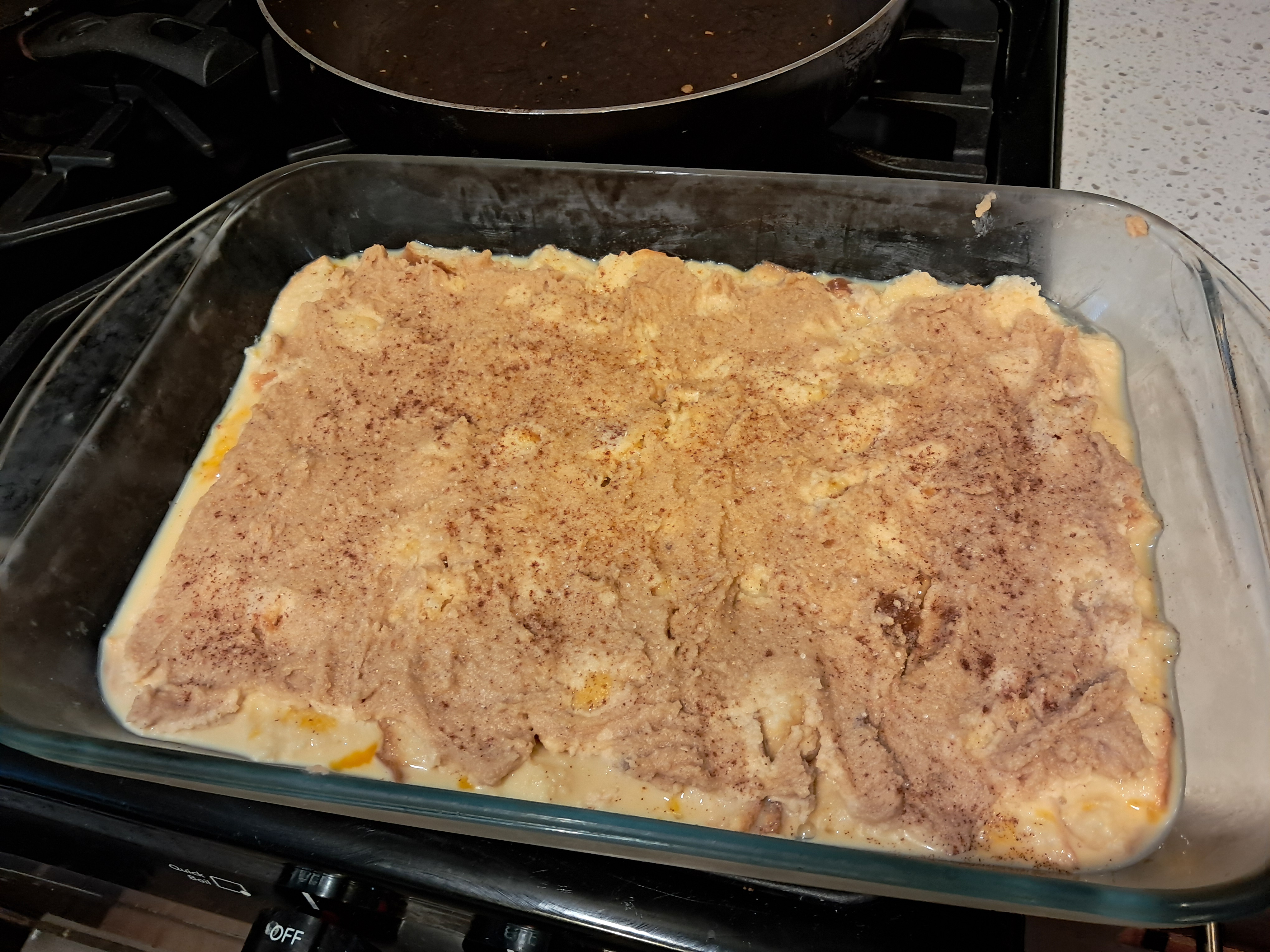 We had some bread that was going to expire so I made French toast casserole.