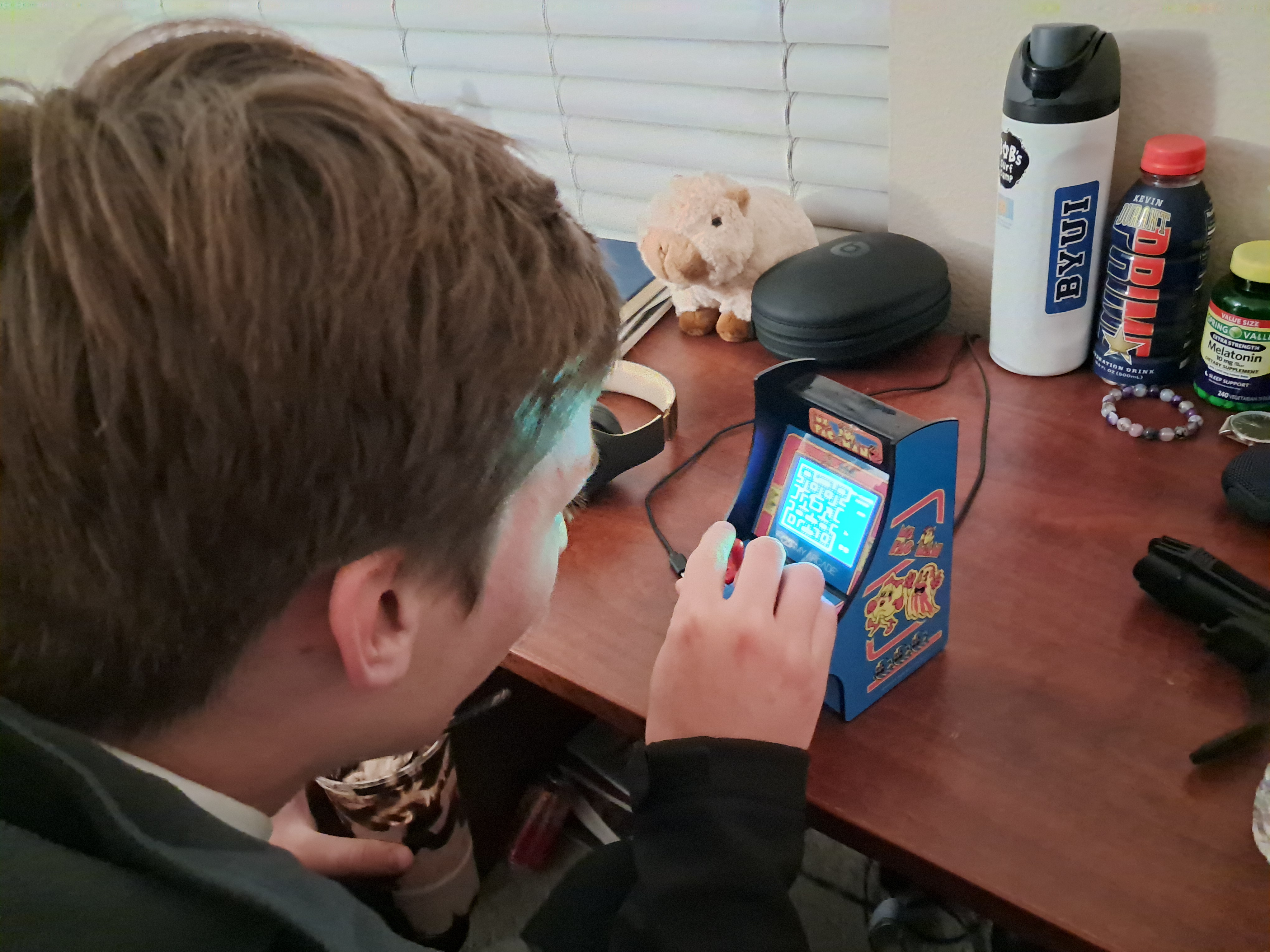 This is a Ms Pacman. A past elder somehow got a hold of and left it behind... yep... it still works.