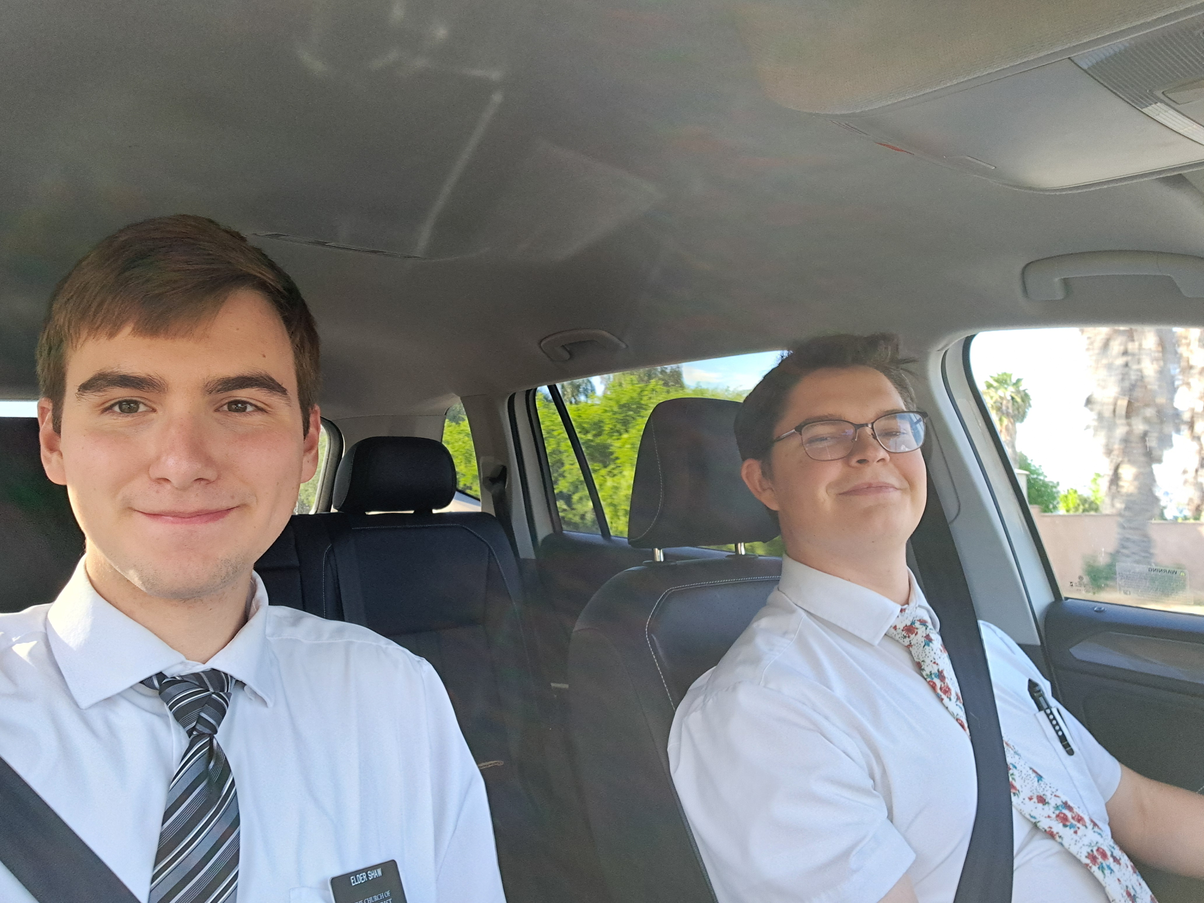 Me and Elder Hoag driving to the Taft's for dinner