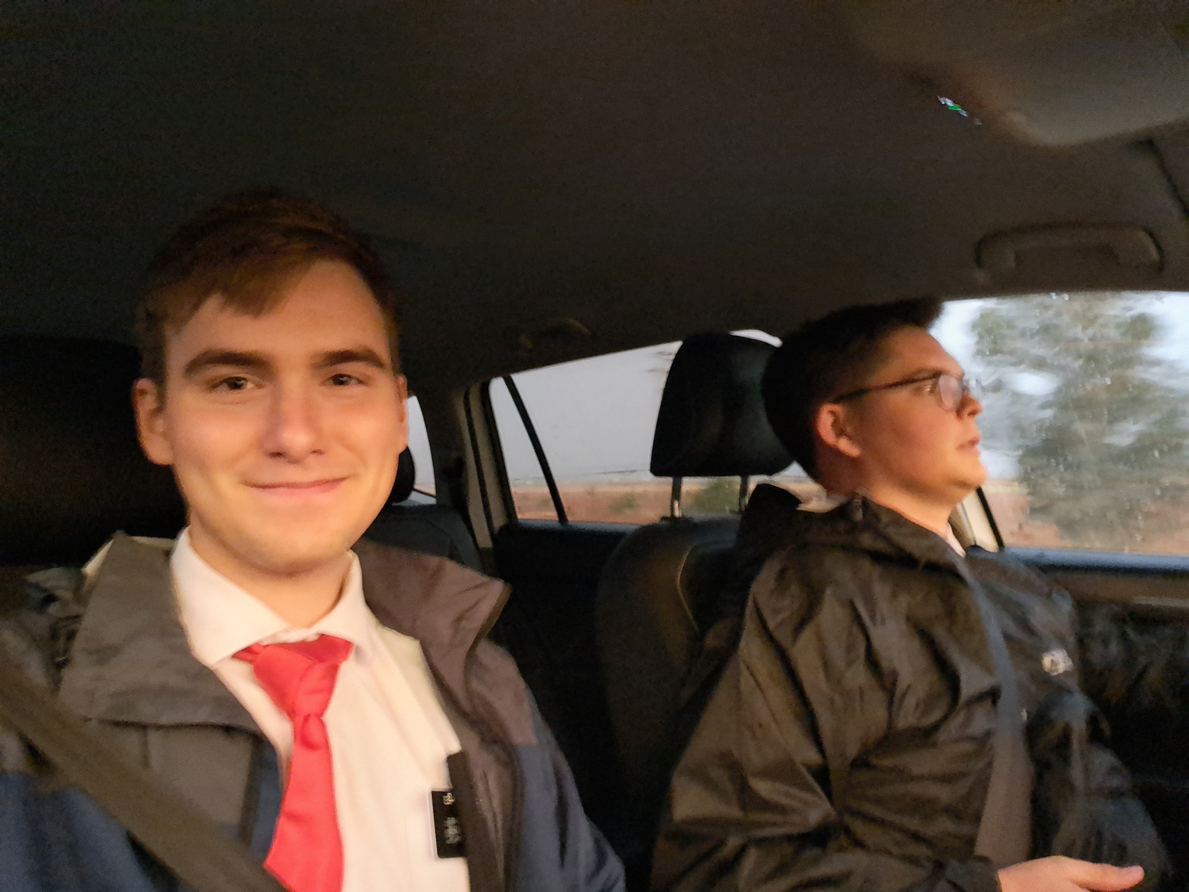 Us driving in the rain.