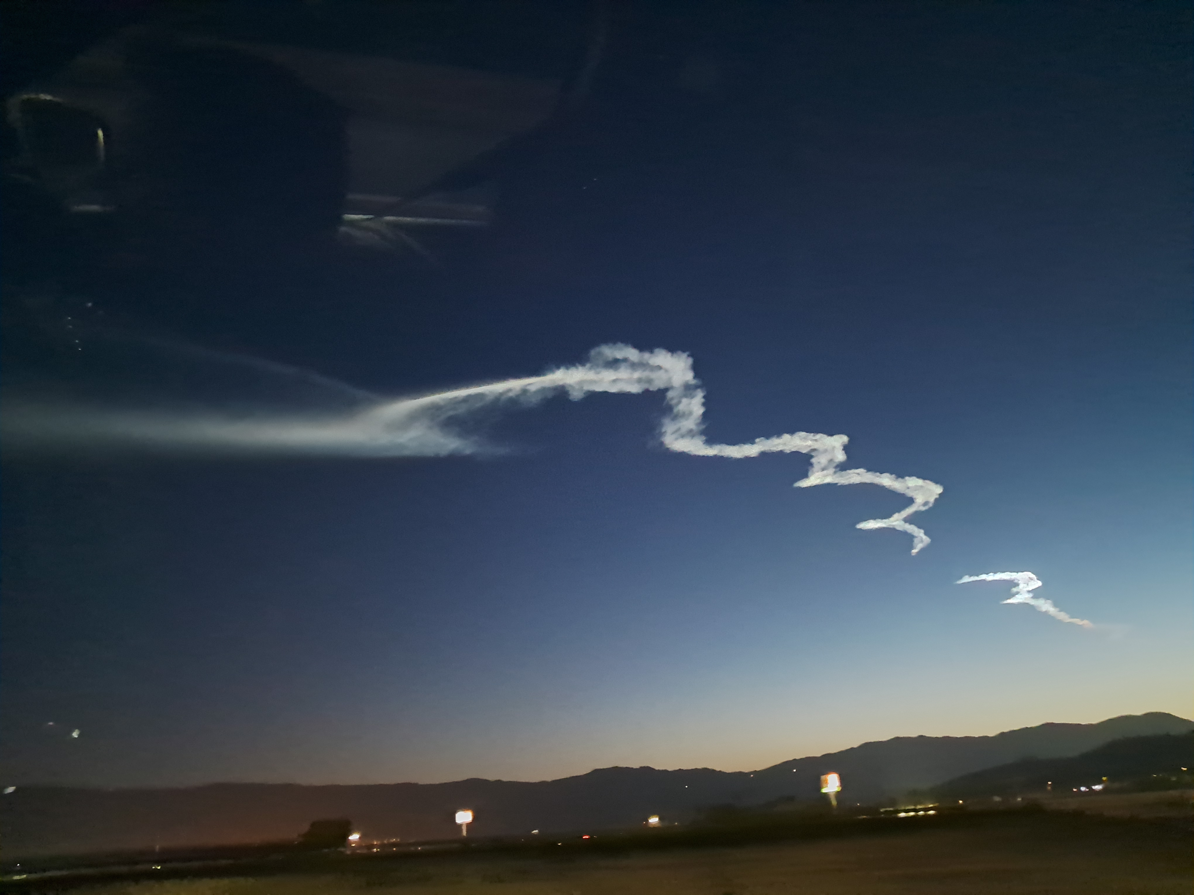This happened on Monday evening. This is one of Elon Musk's Starlink internet satellites going up and being dropped off. It was so cool to see!