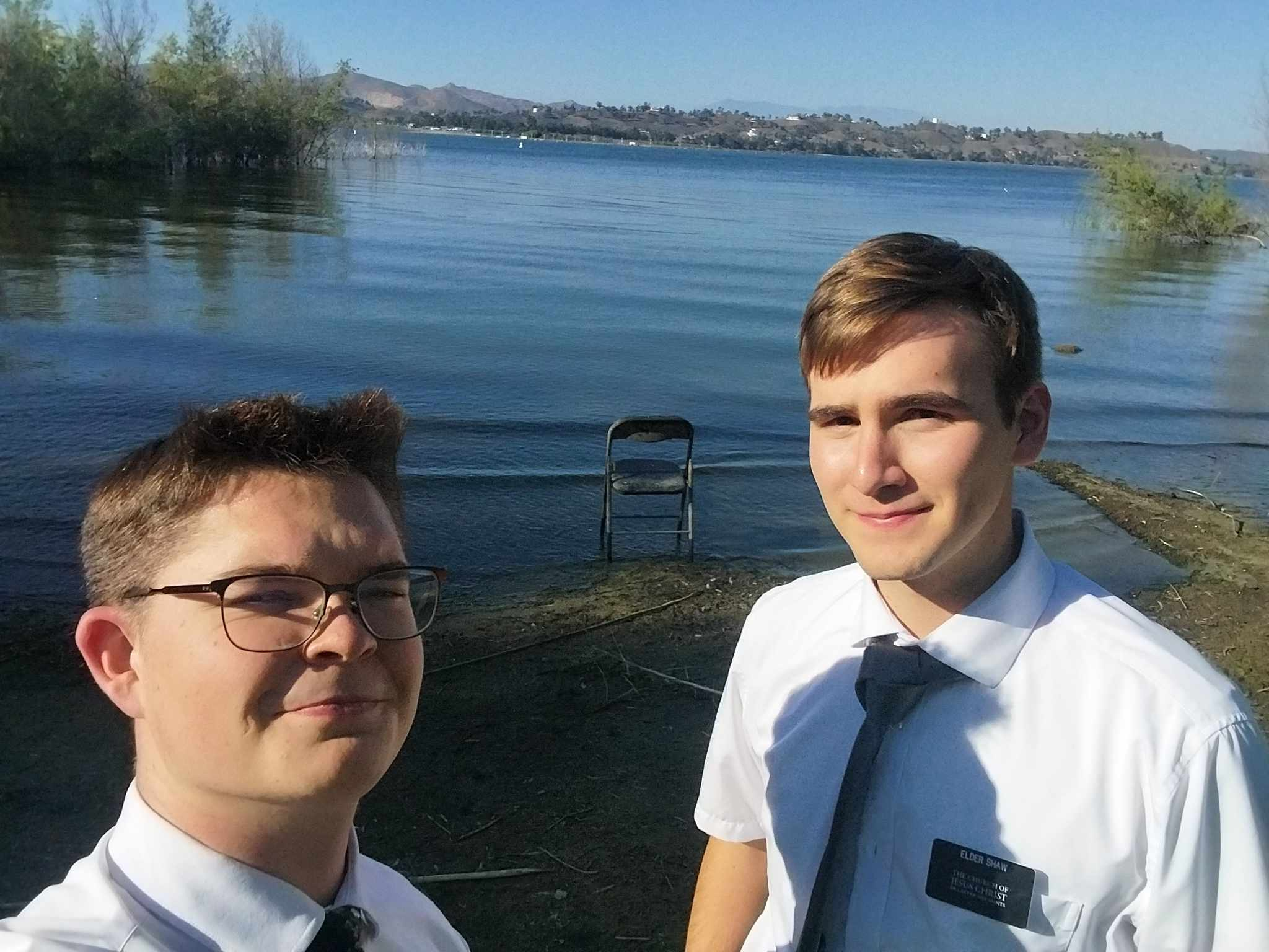 Elder Hoag and I by the lake.