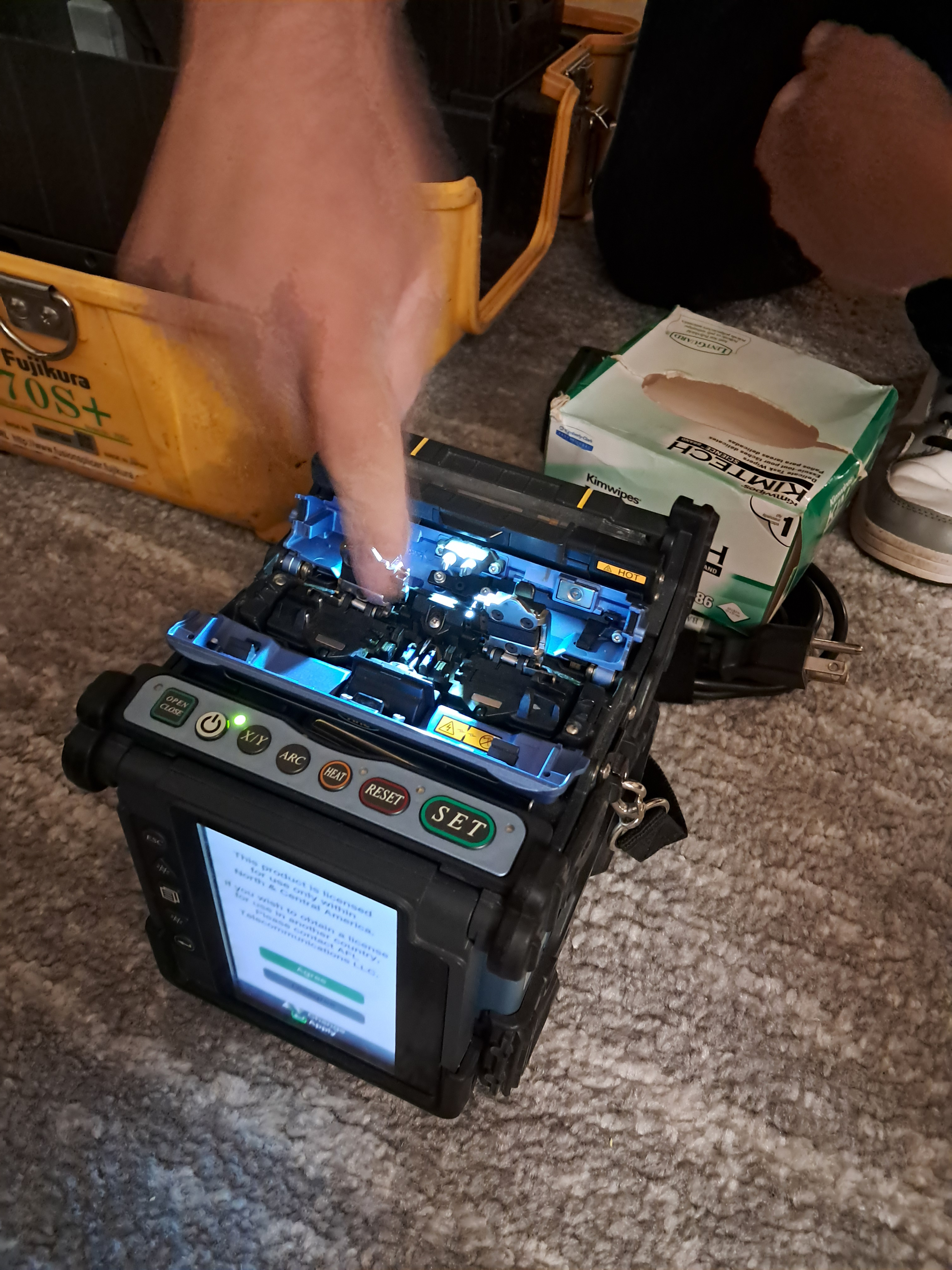 Dad would know what this machine is. He is a member in our ward and we are teaching his wife. He is the one that splices fiberoptic cables together and this is the machine that does it! I told him about what we do in northern Utah.