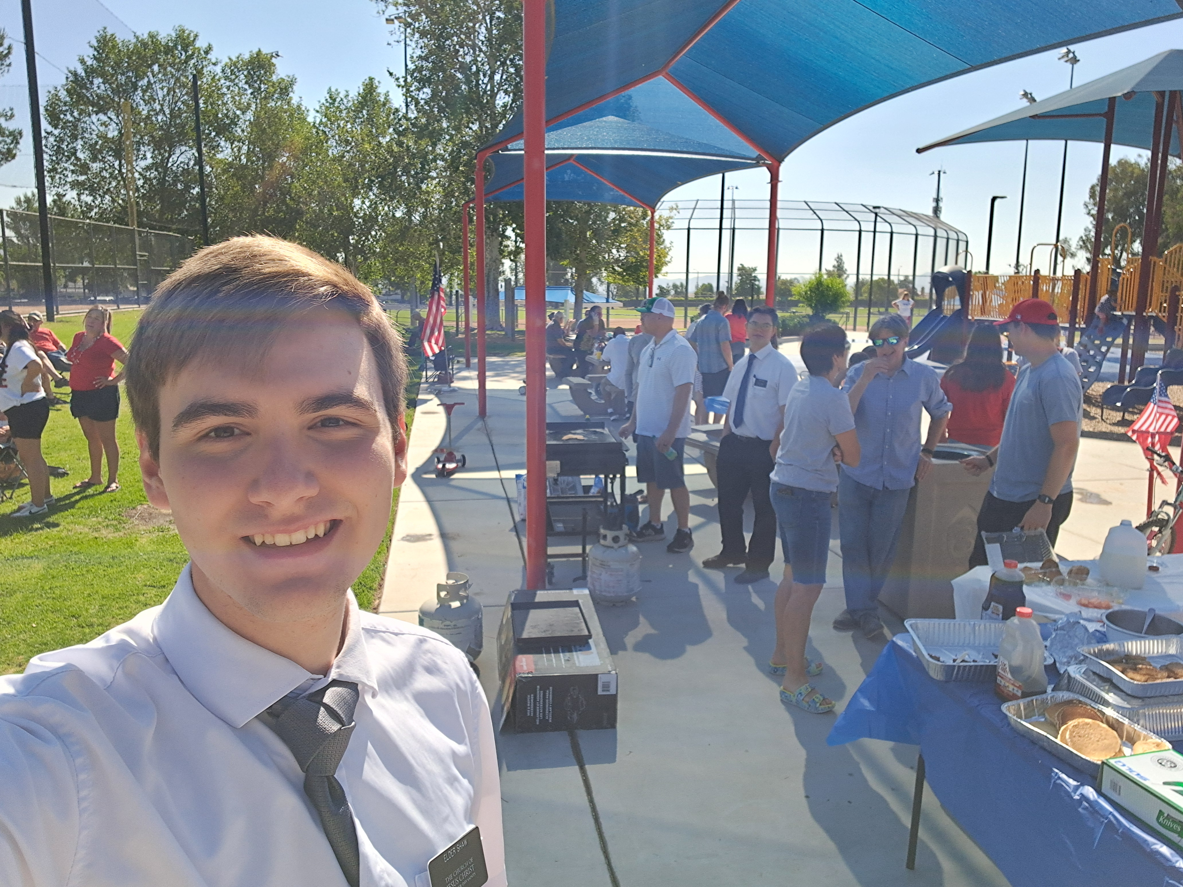 Me at our ward's 4th of July breakfast. It was really fun. I got to lead the Pledge of Allegiance