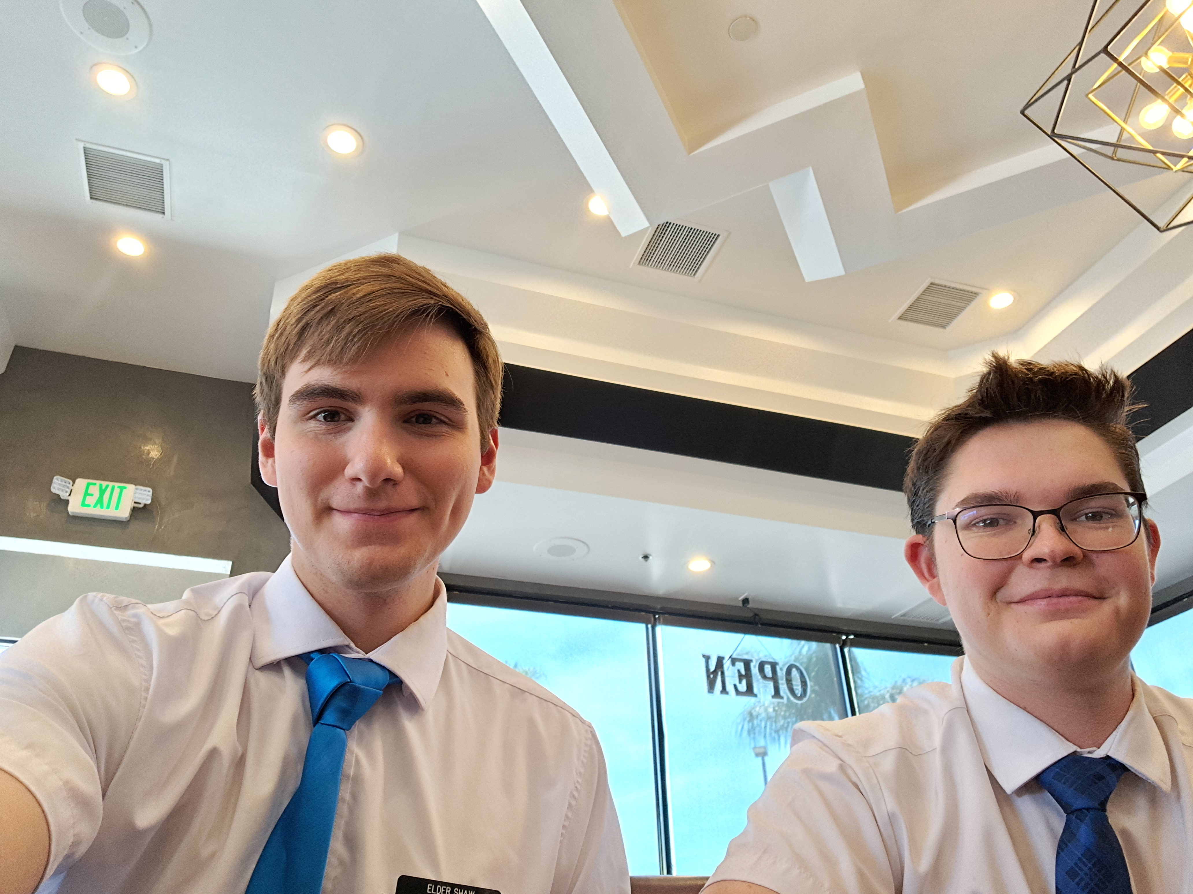Here is Elder Hoag and I at a burger place for his lunch with Elder and Sister Skouson (they are one of the senior missionary couples that help out with the "My plan" which is when they have a discussion every week to help you adjust back to life at home)