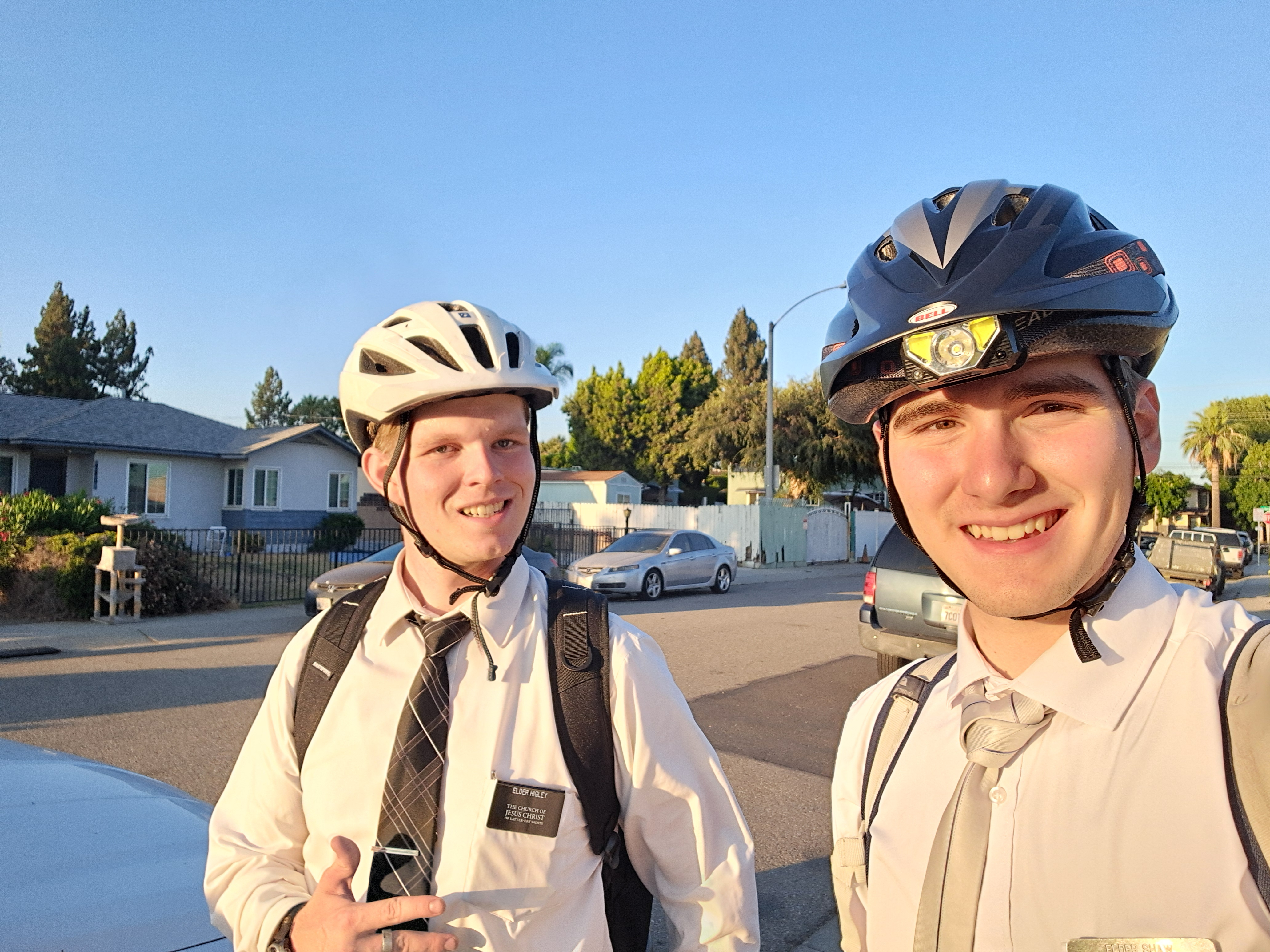 Me and Elder Higley (new companion) after having biked 4 miles in under 20 minutes up hill.